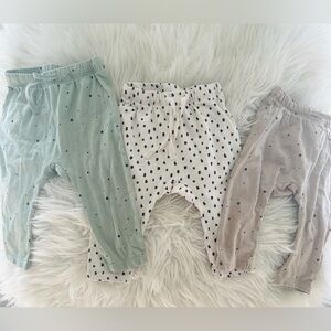 Set of Three Baby Pants - Green, White, and Tan